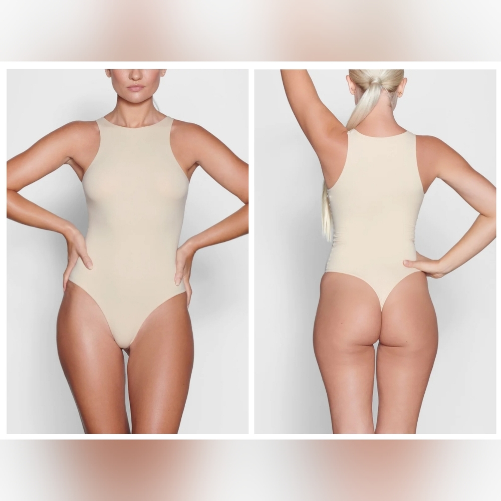 SKIMS FITS EVERYBODY HIGH NECK BODYSUIT/ 2X/ SAND/ NWT - Picture 10 of 11